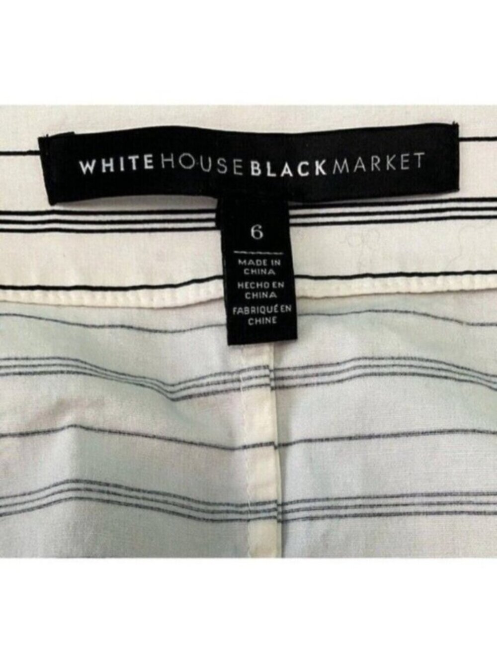 White House Black Market Stripe Wrap Blouse Size 6 Ruffle Sleeve Tie Front Top - Picture 9 of 12